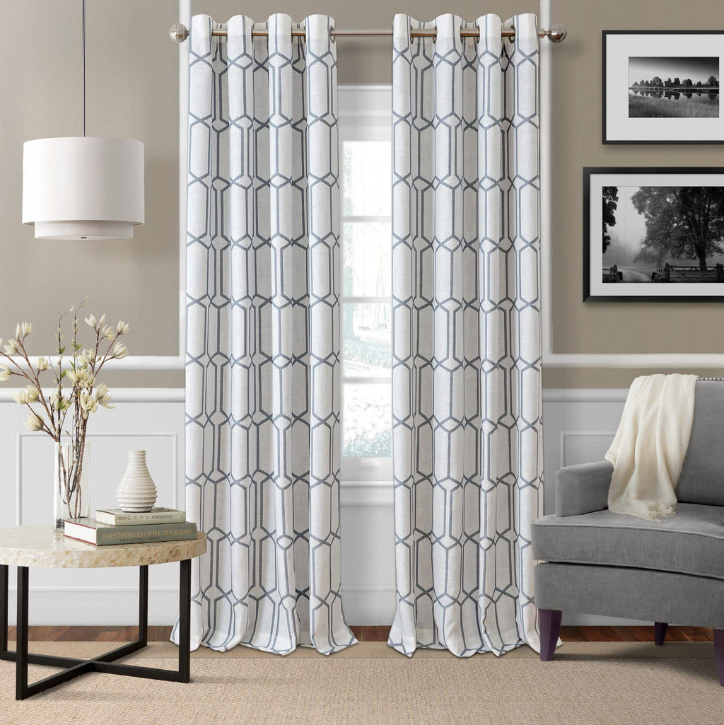 Elrene Home Fashions Kaiden Geometric Room-Darkening Window Curtain, Single Panel, 52'' W x 84'' L (1 Panel), Slate Blue