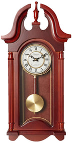 Bedford Clock Collection Bed-1915 26.5' Colonial Mahogany Cherry Oak Finish Chiming Wall Clock With Roman Numerals