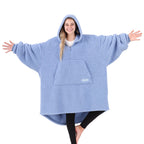 The Comfy Teddy Bear Quarter-Zip | Oversized Microfiber & Sherpa Wearable Blanket, Seen On Shark Tank, One Size Fits All - Denim