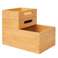 HOMESTEAD 3Piece Stackable Bamboo Storage Box, Large Storage Bin, Wooden Boxes for Makeup Drawer Organizer Bathroom, Office Sup