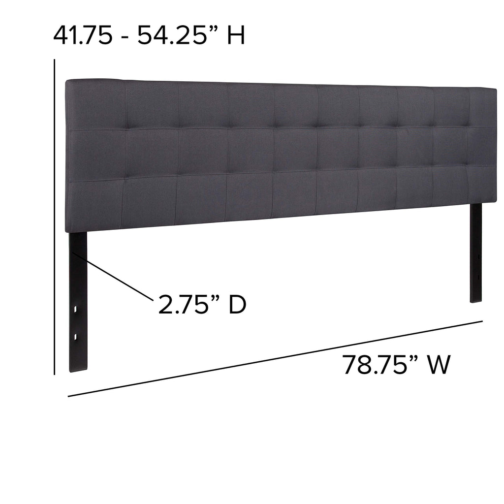Flash Furniture Bedford Tufted Upholstered King Size Headboard In Dark Gray Fabric