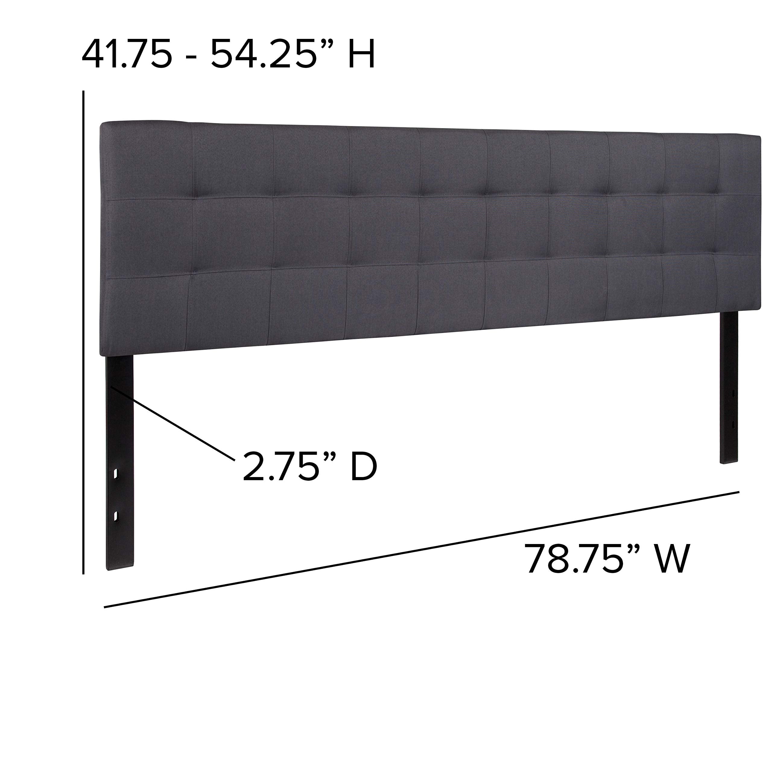 Flash Furniture Bedford Tufted Upholstered King Size Headboard In Dark Gray Fabric