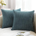Decoruhome Decorative Throw Pillow Covers 20X20 Set Of 2, Farmhouse Chenille Pillow Covers, Square Soft Pillow Covers For Couch Sofa Bed, Teal