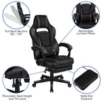 Flash Furniture Optis Gaming Desk with Cup Holder/Headphone Hook/Removable Mousepad Top & Black Reclining Back/Arms Gaming Chair with Footrest
