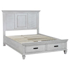 Coaster Home Furnishings Franco Farmhouse Wood Queen Size Storage Panel Bed Frame Platform Bed 57-inch Headboard Distressed White 205330Q