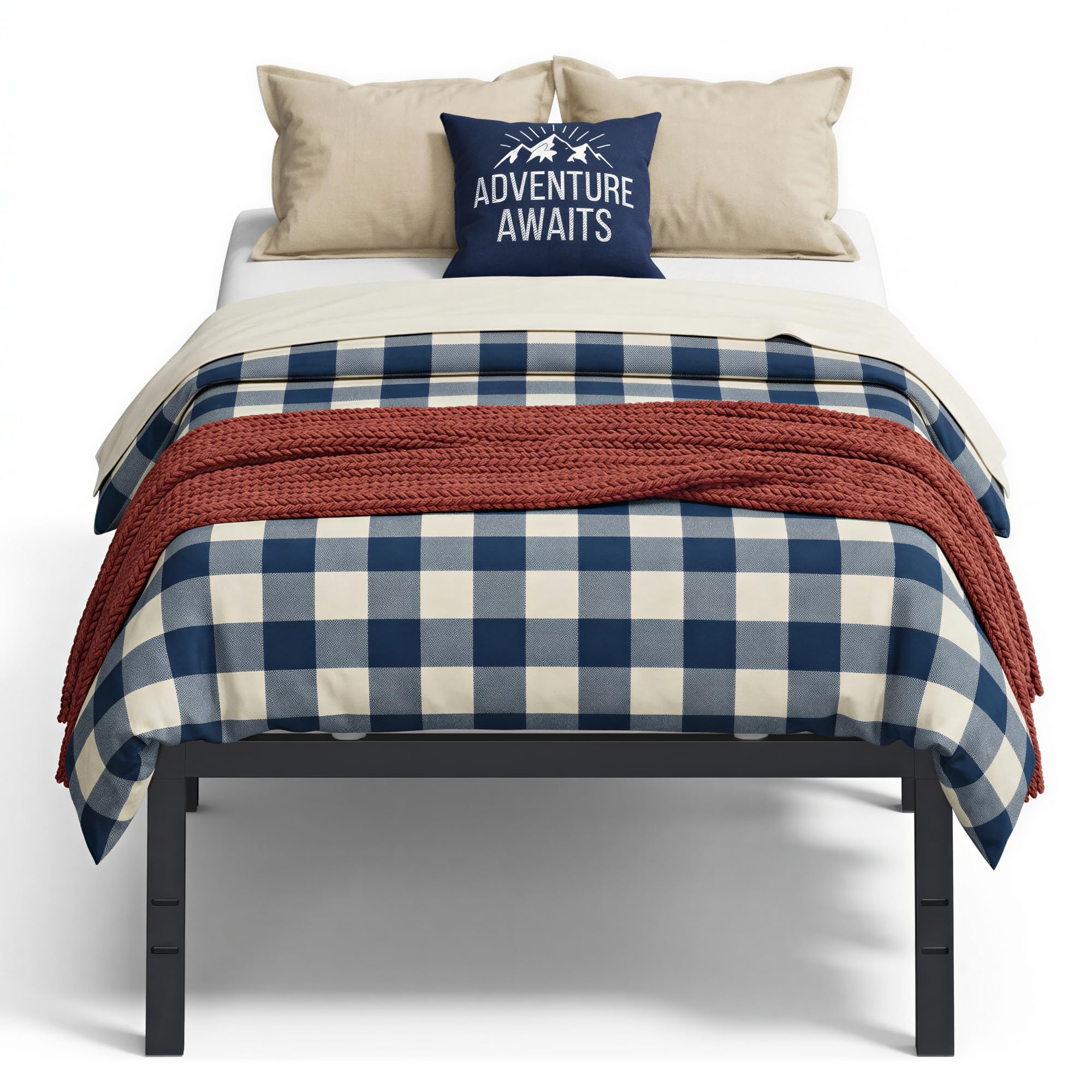 VASAGLE Twin Metal Bed Frame 18 Inches Tall, 550 lb Weight Capacity, No Box Spring Needed, with Under-Bed Storage, Easy Setup, H
