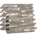KASARO 10-Sheet Peel and Stick Backsplash Tiles for Kitchen, Marble Slate with Vintage Silver Embellished Stripes, Self-Adhesive