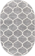 Unique Loom Trellis Frieze Collection Area Rug - Rounded (3 x 5 Oval, Light Gray/ Ivory)