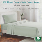 California Design Den - Finest Twin Cotton Sheets Set, Soft 100% Cotton Cooling Sheets Deep Pockets, 500 Thread Count Bedsheet Set Twin Sheets Set, Twin Bed Sheets (Silver Sage)