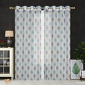 Vedartah Printed Sheer Long Door Curtains 9 Feet, Blue| Curtains Pack of 2