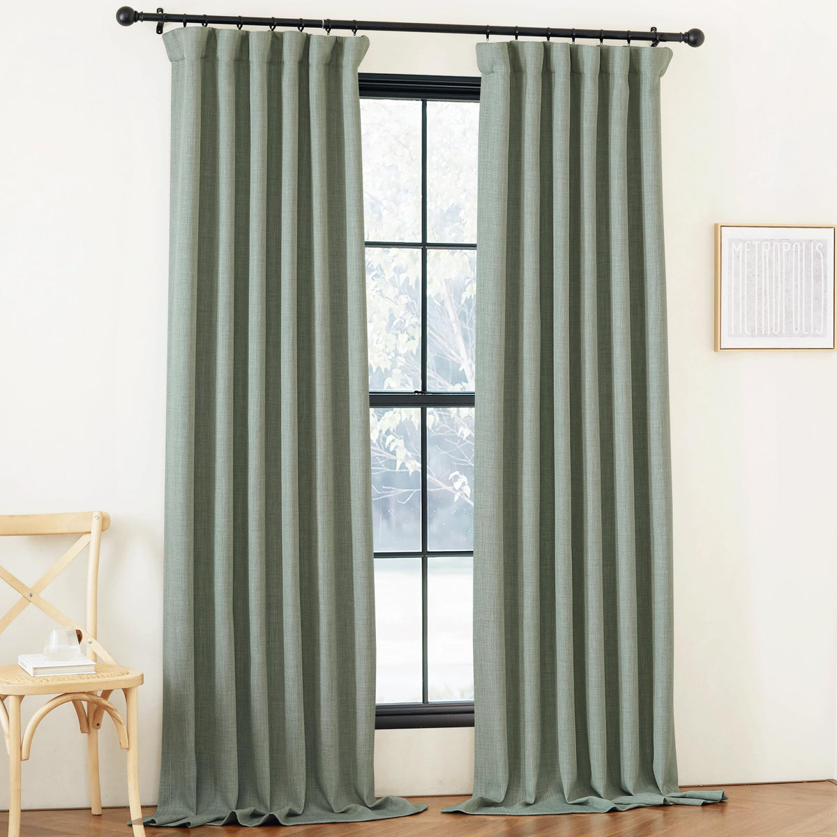 Nicetown Room Darkening Sage Green Curtains For Bedroom, Rod Pocket/Back Tab/Hook Belt Light Blocking Voice Reducing Thick Windo