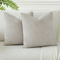 Otostar Corduroy Boho Decorative Throw Pillow Covers 24 X 24 Inch Soft Striped Cushion Case Home Farmhouse Decor Pillowcase For Couch Sofa Bedroom Decorative Pillow Covers Set Of 2 (Light Grey)