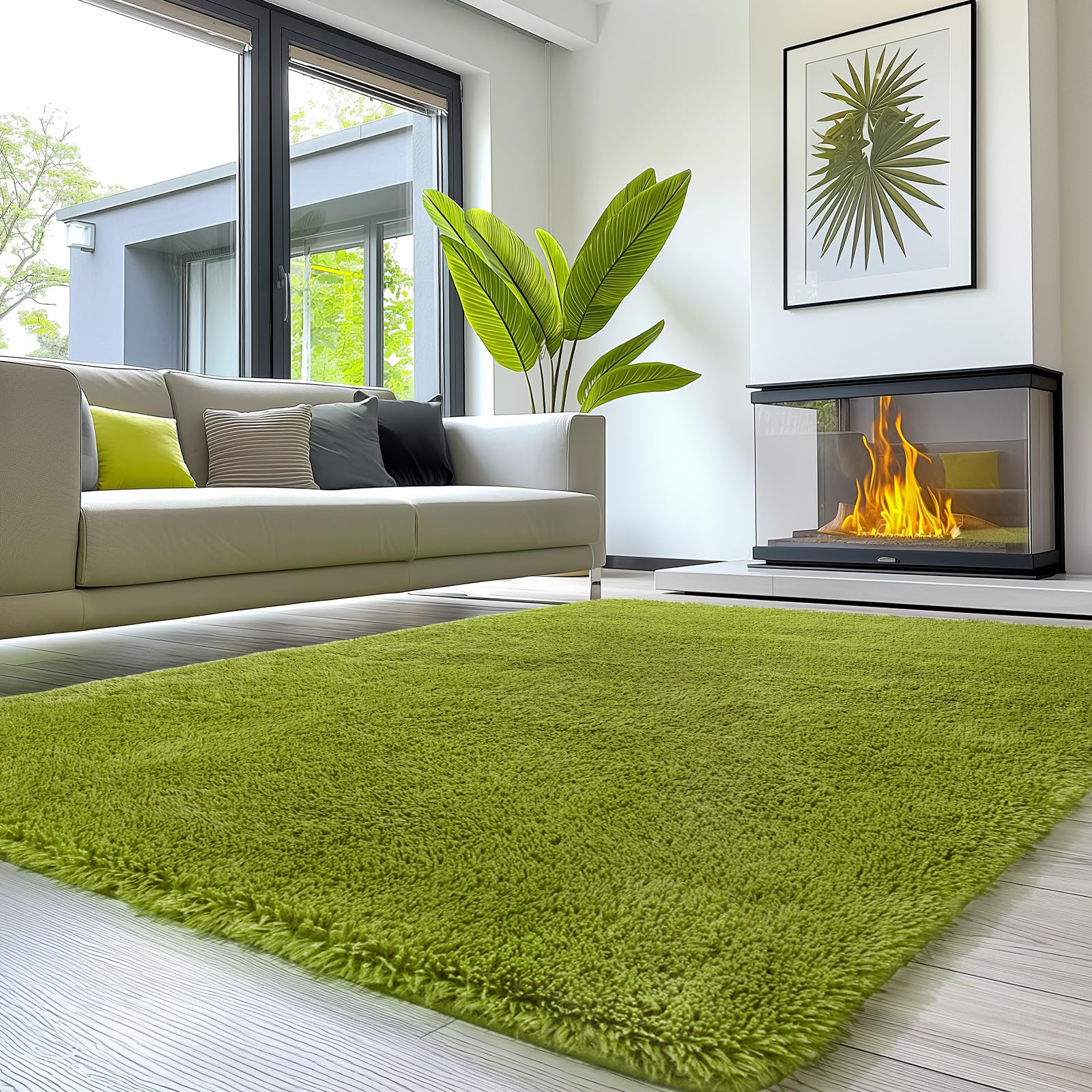 Sour Lemon 8x10 Area Rugs for Bedroom, Living Room Fluffy Rug, Large Area Rug Shag Shaggy Carpet Soft Plush Furry Bedside Rug, M