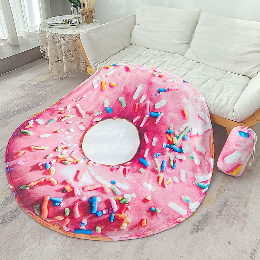 Bnuitland Pink Donut Blanket,300Gsm Double Sided Giant Funny Gift Throw With Donut Pouch,Realistic Super Soft Taco Food Blanket,