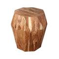 The Urban Port 22-Inch Faceted Handcrafted Acacia Wood Side End Table with Octagonal Top, Natural Brown