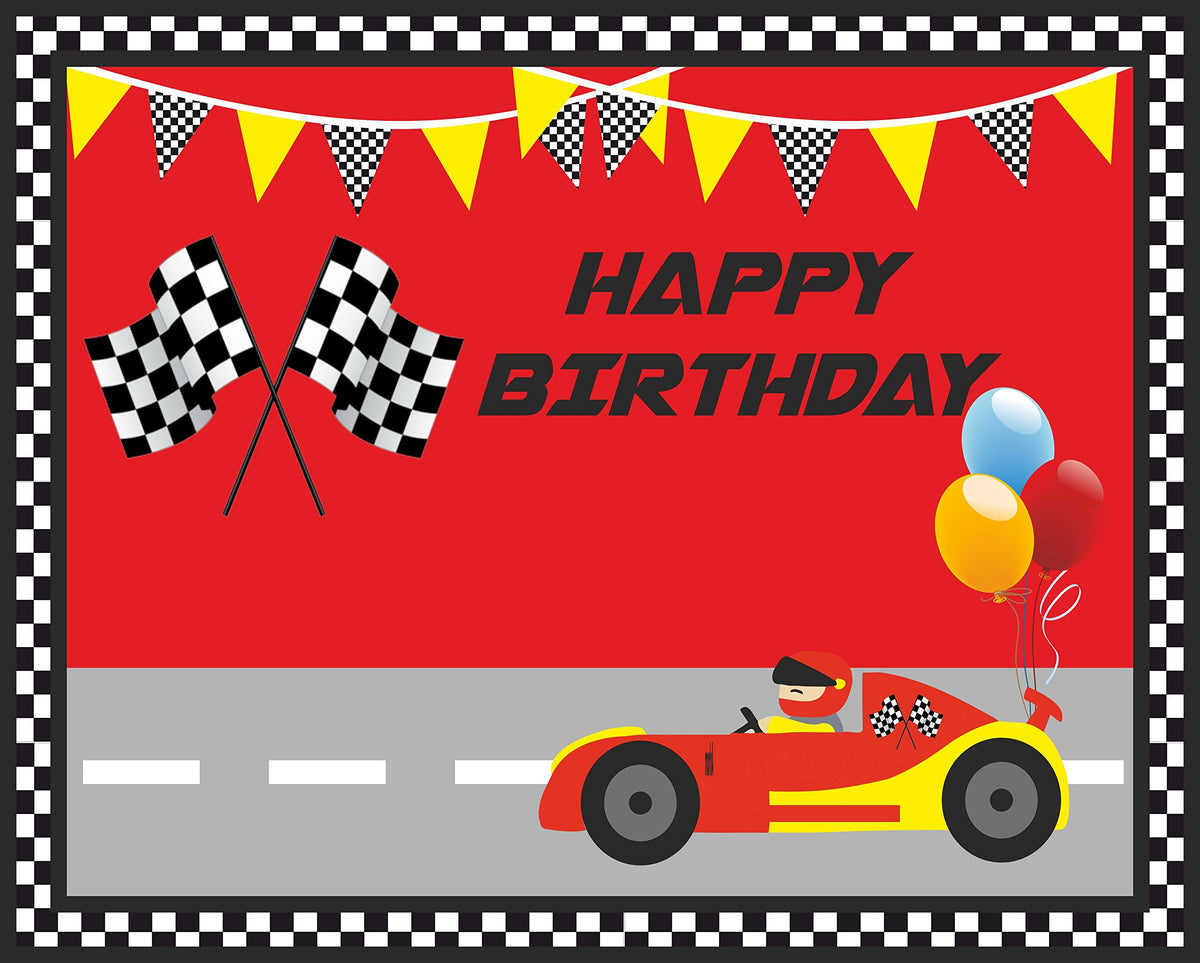 untumble race car theme birthday banner Multi color