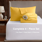 Nestl Twin Sheets Set - 3 Piece Twin Bed Sheets, Deep Pocket, Hotel Luxury, Extra Soft, Breathable And Cooling, Yellow Sheets For Twin Size Mattresses