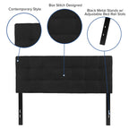 Flash Furniture Bedford Tufted Upholstered Headboard For Full Size Bed, Contemporary Fabric Tufted Headboard With Adjustable Height, Black