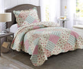 Brilliant Sunshine Roses Quilt Set, 2-Piece Bedding Sets With 1 Sham, Patchwork Design, Washable And Reversible Bedspread, Soft Lightweight Coverlet, All-Season, Twin/Twin Xl, Pink Green