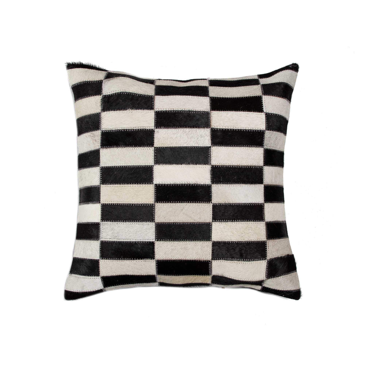 HomeRoots 18' x 18' x 5' Black and White Linear Cowhide Pillow