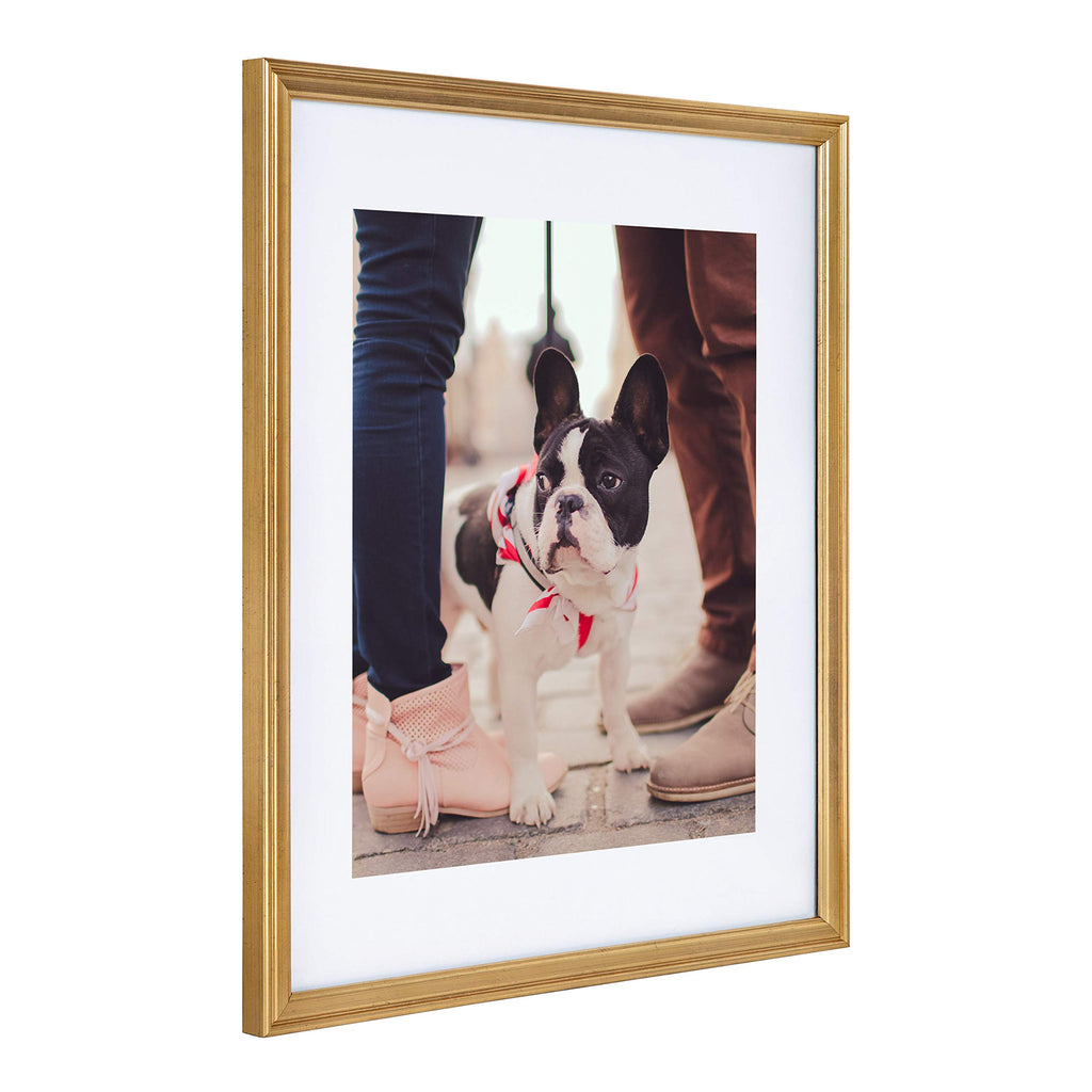 Kate And Laurel Adlynn Wall Picture Frame Set, 14'' X 18'' Matted To 11'' X 14'', Gold, Set Of 3