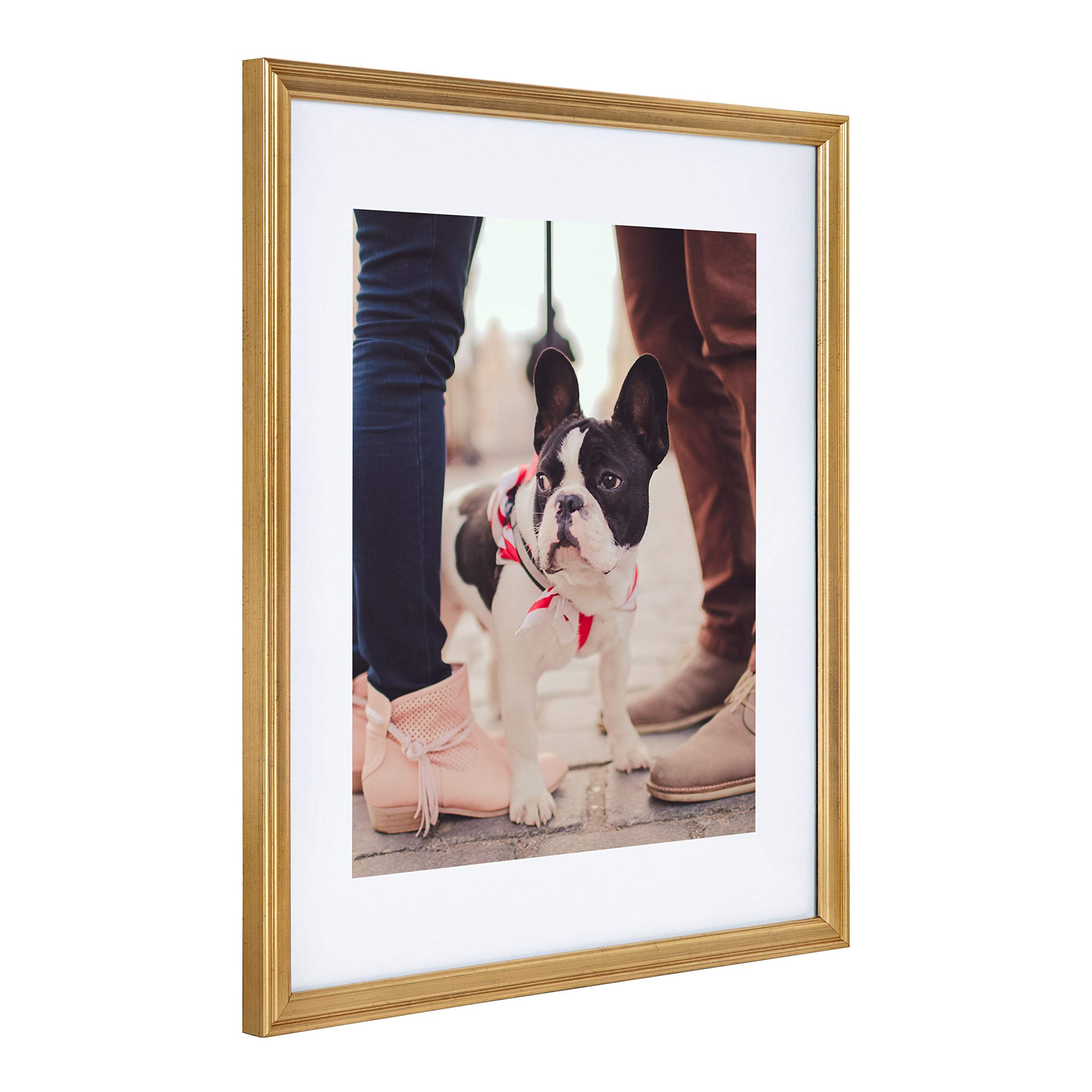 Kate And Laurel Adlynn Wall Picture Frame Set, 14'' X 18'' Matted To 11'' X 14'', Gold, Set Of 3