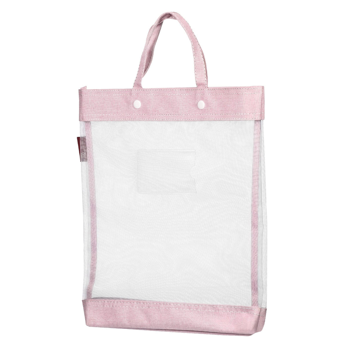 Patikil Nylon Document Bag With Handle Mesh Transparent Handbag Files Tote Pouch For Office Business, Pink