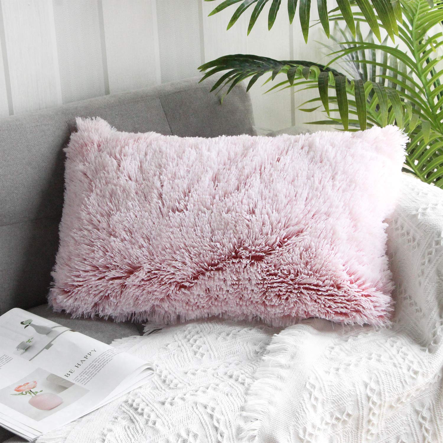 Uhomy Home Decorative Super Soft Luxury Series Faux Fur Pillow Case Rectangle Cushion Cover Pillow Cover For Sofa Car Bedroom Ch