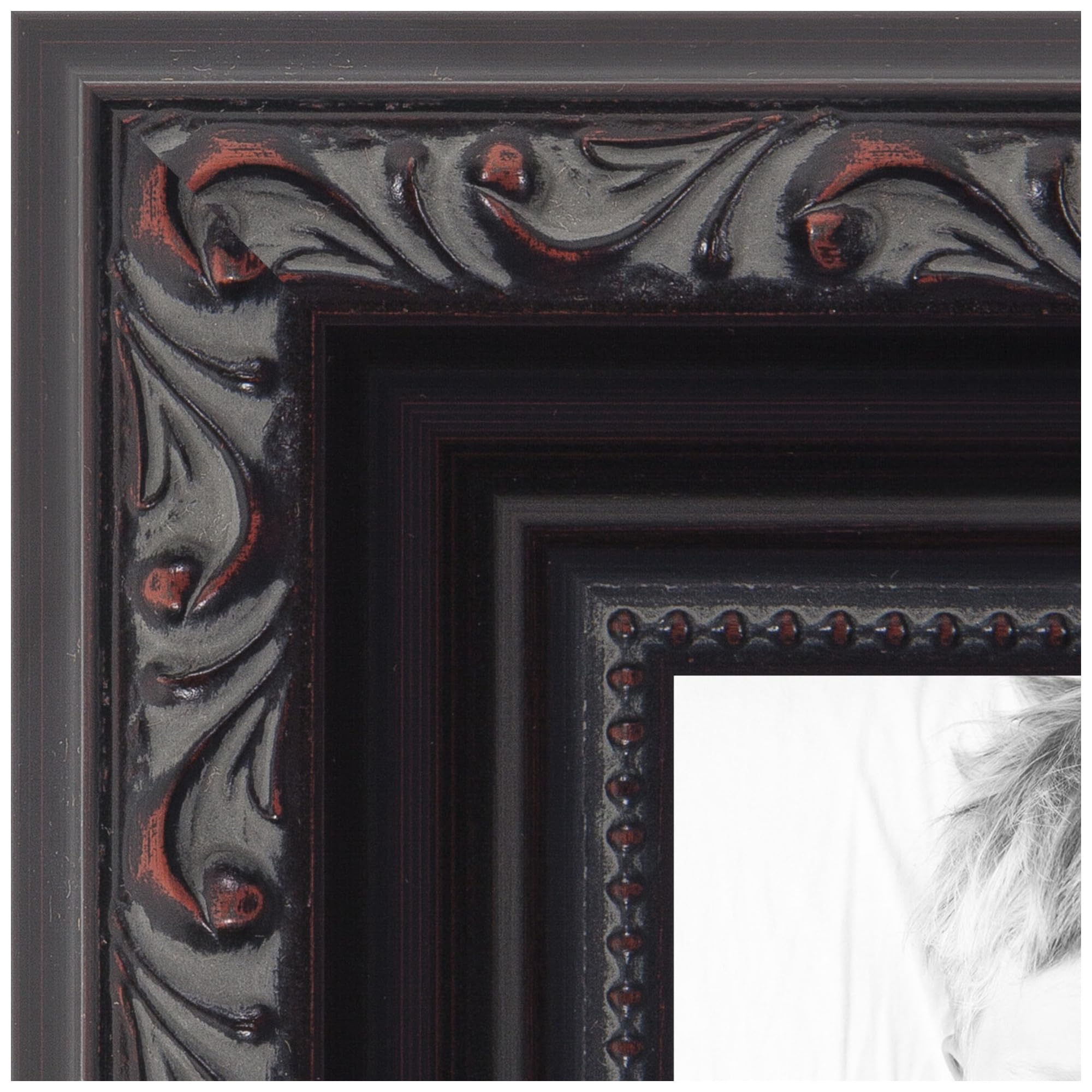 ArtToFrames 8x10 inch Black with Beads Wood Picture Frame, WOMD10188-8x10