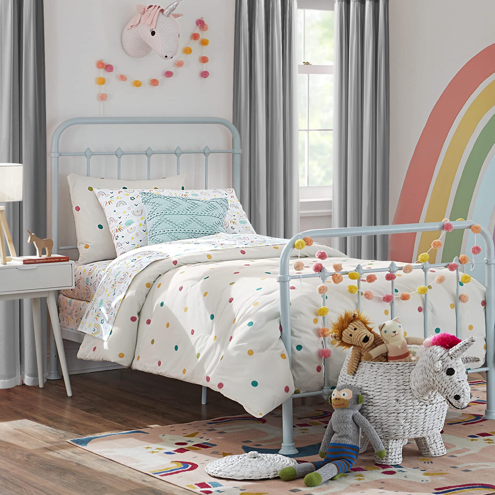 Hiasan Grey Blackout Curtains With Sheer Overlay, Grommet Thermal Insulated Privacy Mix & Match Double Layer Room Darkneing Curt