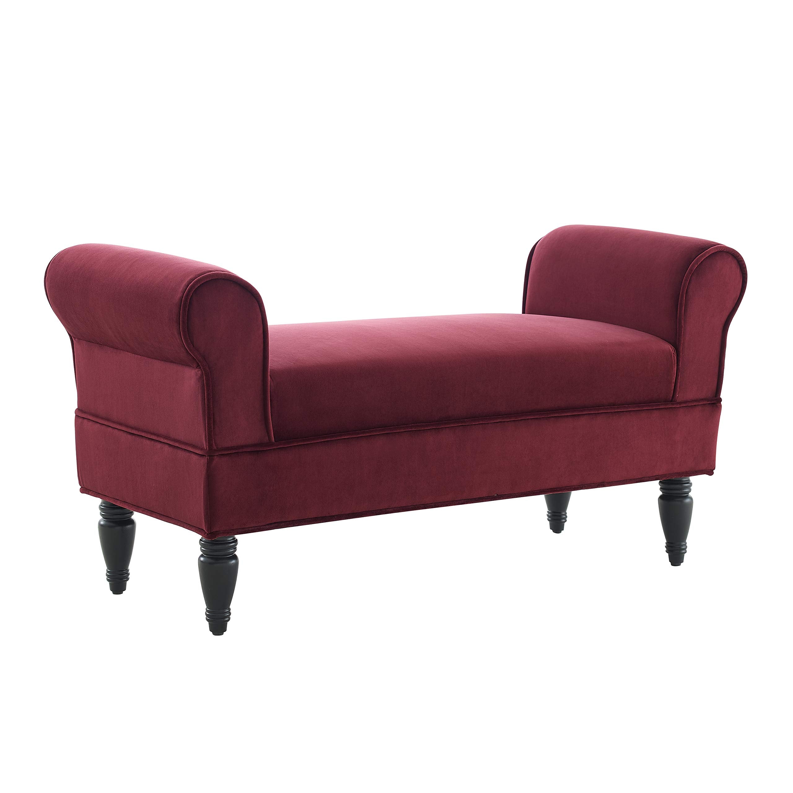 Linon 36030BER-01-KD-U Lillian Bench, Berry Red/Dark Mahogany, 45.08W x 16.93D x 23.23H