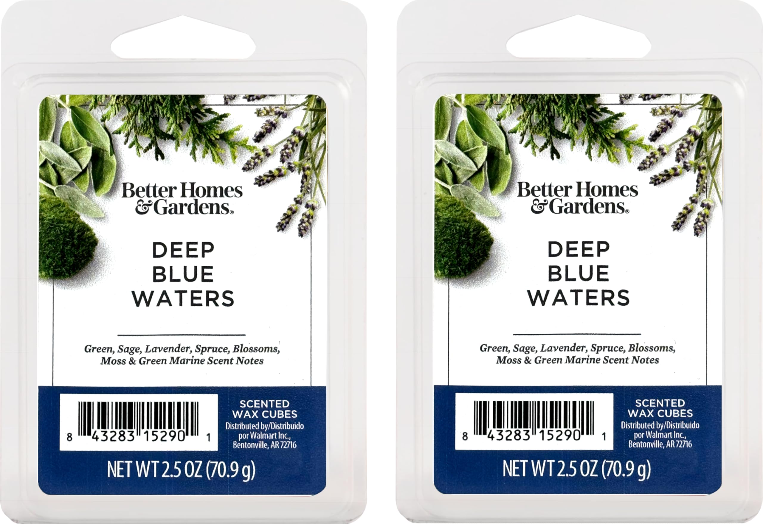 Maclock Better Homes and Gardens Scented Wax Cubes 2.5oz 2-Pack (Deep Blue Waters), Neutral, BG154