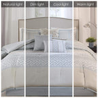 Madison Park Luxury Comforter Set-Traditional Jacquard Design All Season Down Alternative Bedding, Matching Bedskirt, Decorative Pillows, King(104'X92'), Bennett, Geometric Aqua 7 Piece