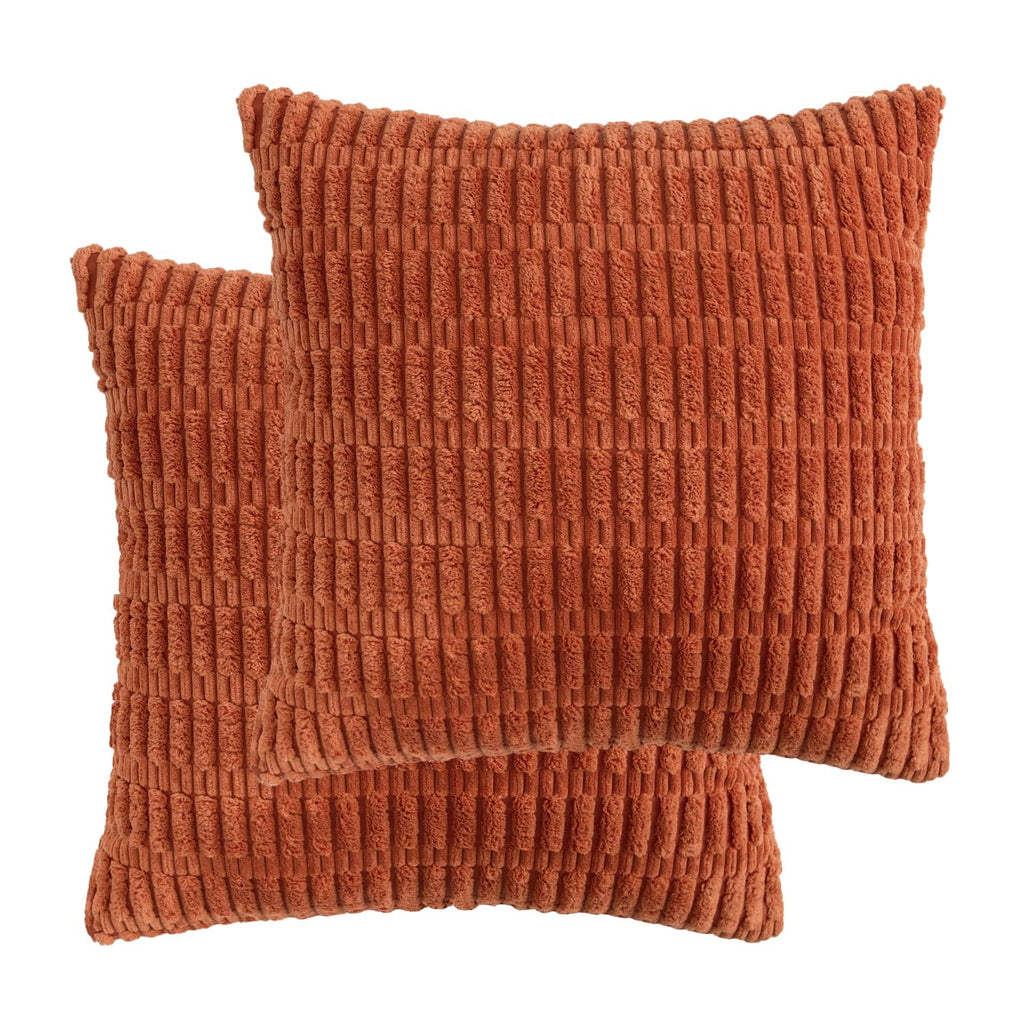 Herayli Corduroy Decorative Throw Pillow Covers, Boho Stripe Soft Square Cushion Case Home Decor For Living Room Couch Bed Sofa,
