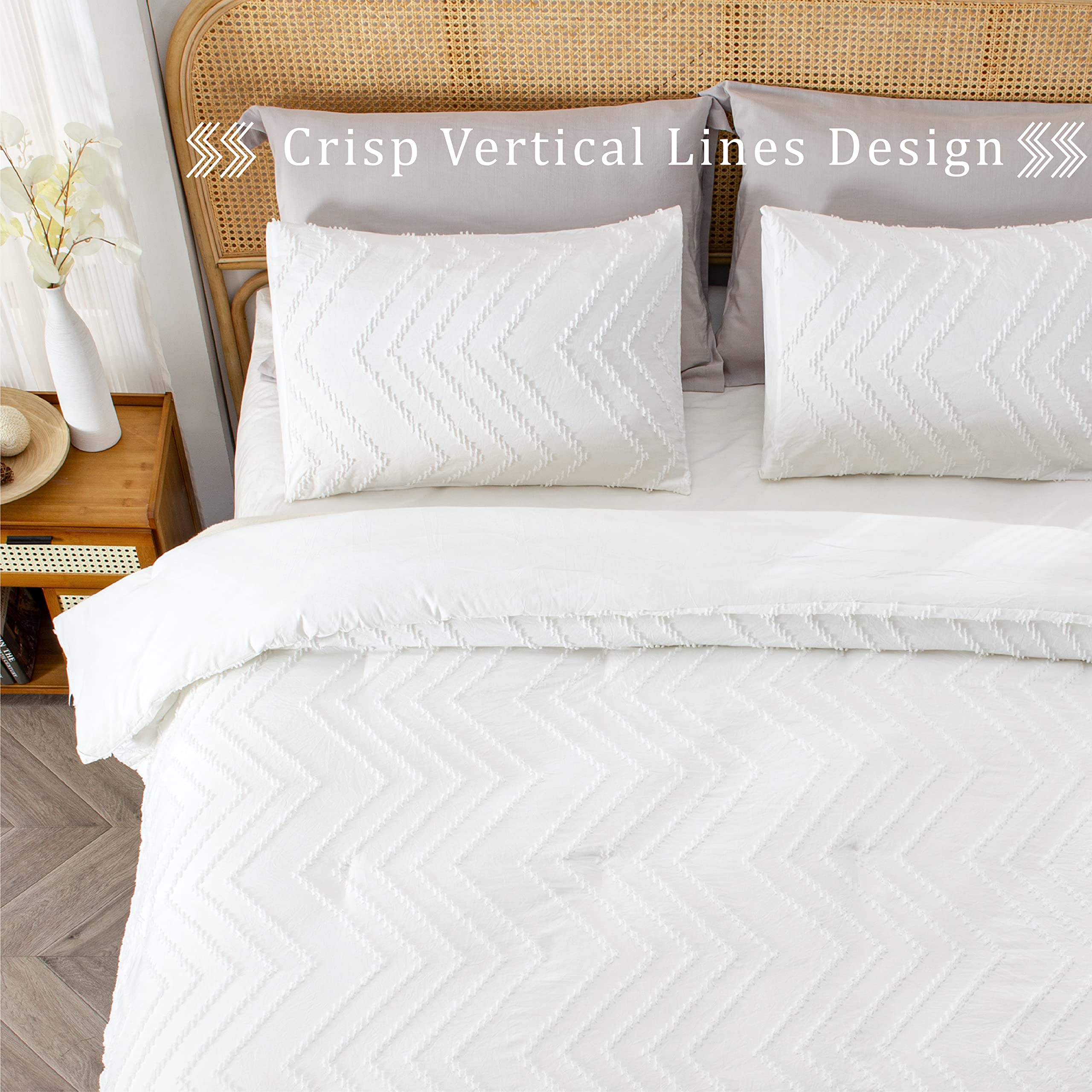 Litanika White Full Comforter Sets, Lightweight Fluffy Bedding Comforter Sets For Bed, 3 Pieces Down Alternative Comforter Bed S