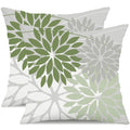 Dfxsz Outdoor Throw Pillow Covers 16X16 Inch Set Of 2 Waterproof Spring Summer Geometric Elegant White Green Outdoor Pillow Cove