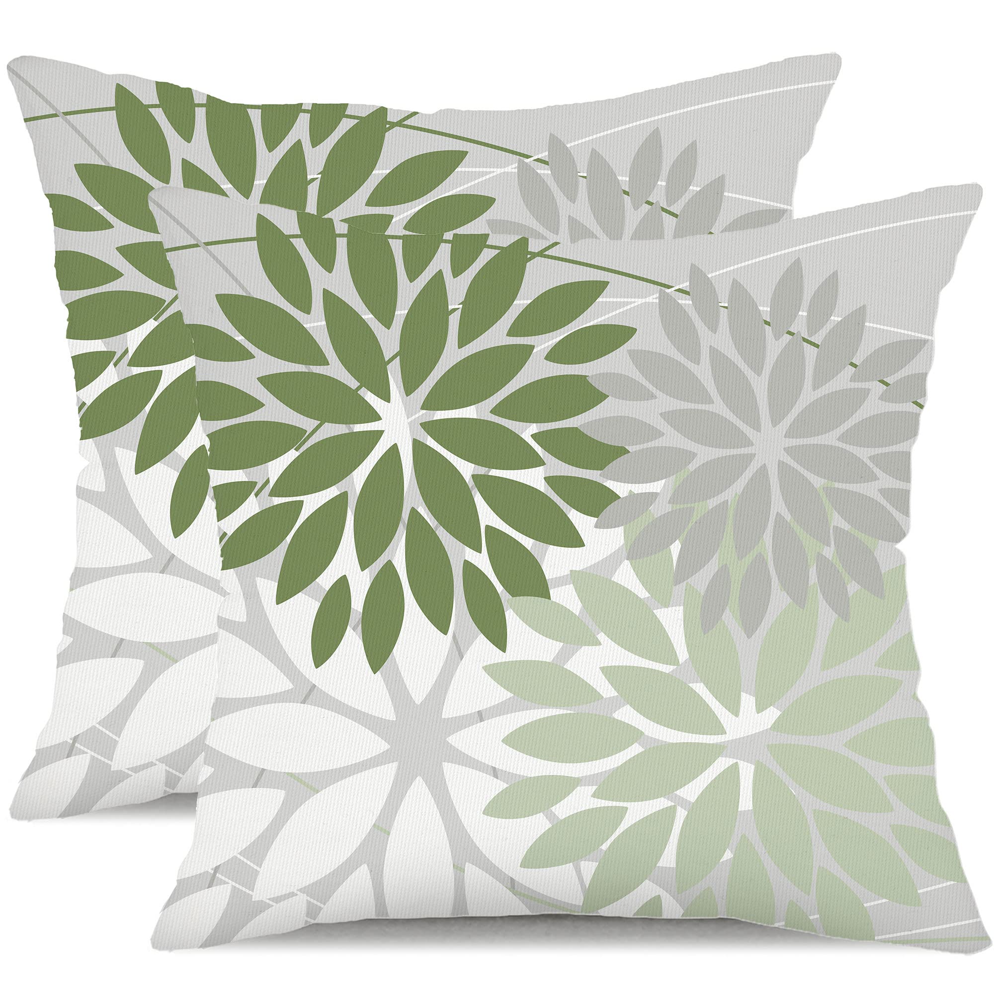 Dfxsz Outdoor Throw Pillow Covers 18X18 Inch Set Of 2 Waterproof Spring Summer Geometric Elegant White Green Outdoor Pillow Cove