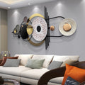 ERMOFAV Wall Decor,Modern Creative Metal Geometric Circular Decor Wall Art, 59x24 Large 3D Textured Metal Wall Sculptures, Livin