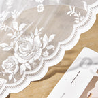 Seekright White Lace Curtains 54 Inch Length 2 Panels Set Victorian Floral Sheer Curtains For Kitchen Cafe Rod Pocket Light Filt