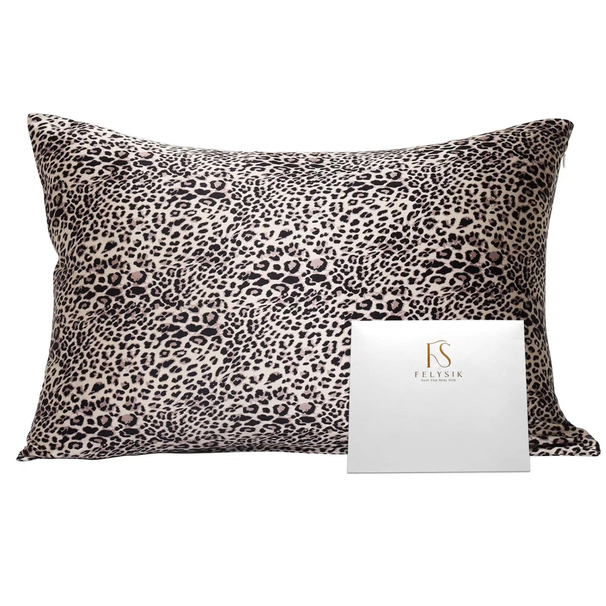 Felysik King Brown Leopard Print Silk Pillowcase For Hair And Skin, 22 Momme 100% Mulberry Silk Pillow Cases With Zipper, 20'X3