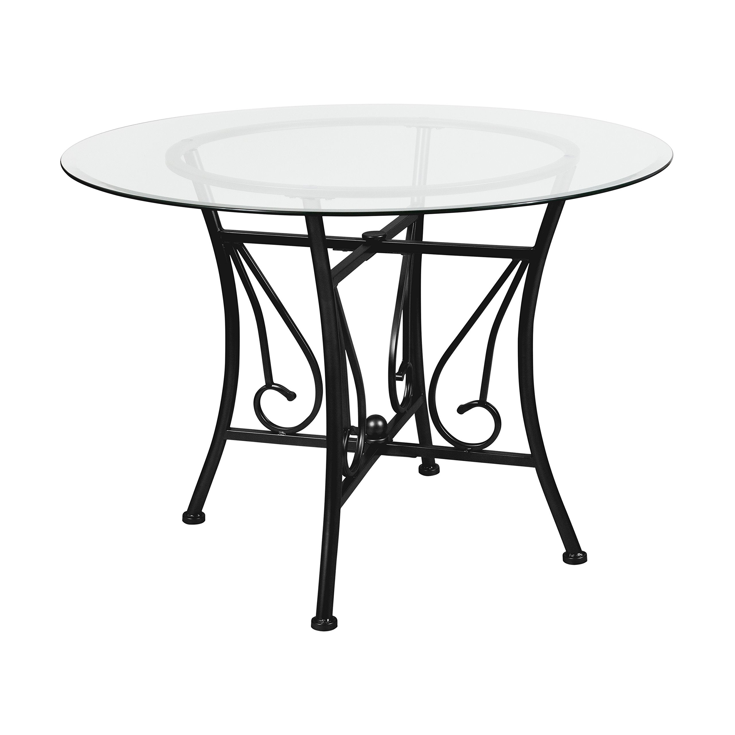 Flash Furniture Princeton 42'' Round Glass Dining Table With Black Metal Frame