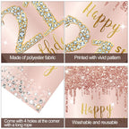 Happy 21St Birthday Door Banner Backdrop Decorations For Women, Pink Rose Gold 21 Birthday Party Door Cover Sign Supplies, 21 Ye