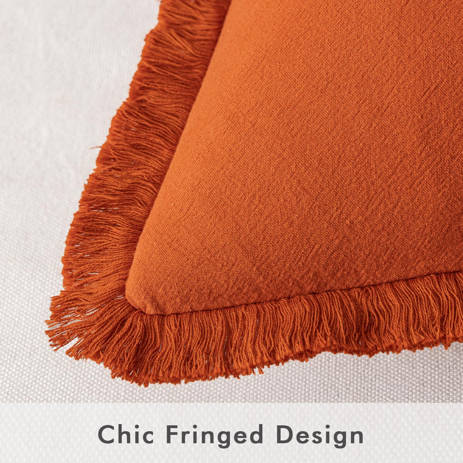 Miulee Pillow Covers Boho Farmhouse 12X20 Set Of 2 Decorative Orange Couch Pillow Covers With Fringe Chic Cotton Throw Pillows Home Decor Accents For Cushion Sof Bed Living Room