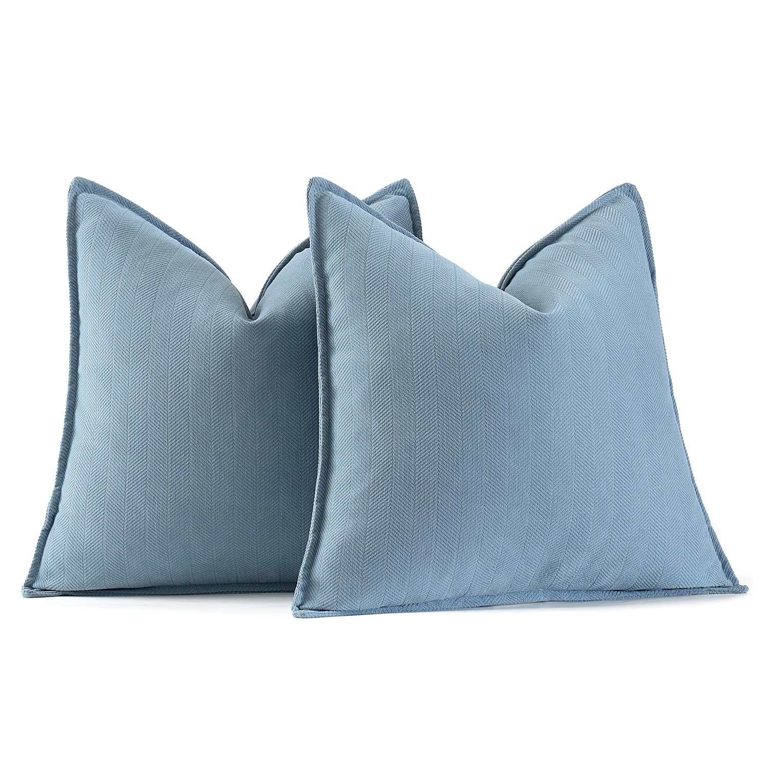 Miulee Pack Of 2 Light Blue Decorative Pillow Covers 24X24 Inch Soft Chenille Luxurious Couch Throw Pillows Farmhouse Cushion Covers Euro Shams With Elegant Design For Sofa Bed Living Room Home Decor