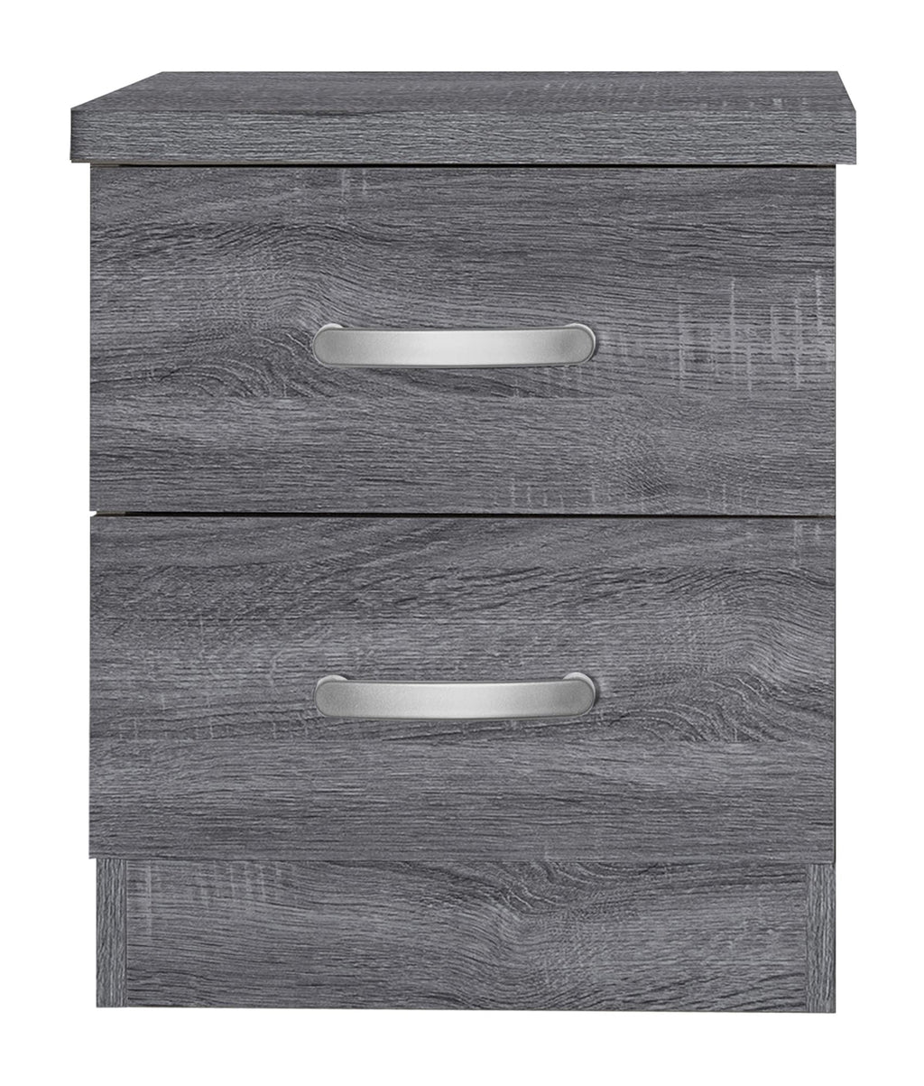 Better Home Products Cindy Faux Wood 2 Drawer Nightstand in Gray