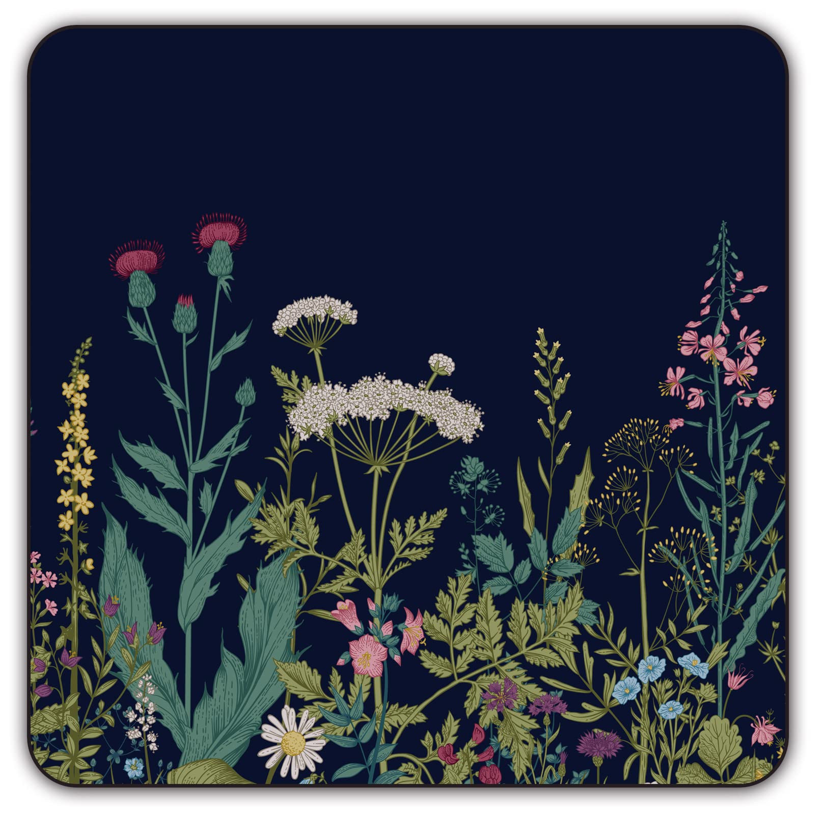 Premium Square Waterproof Non-Slip Rubber Base Mouse Pad - 9X9 Inches (The Black Flower)