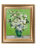 DECORARTS - Pink Roses in a Vase, Vincent Van Gogh Art Reproduction. Giclee Prints Match with Golden Framed for Wall Decor. Pict
