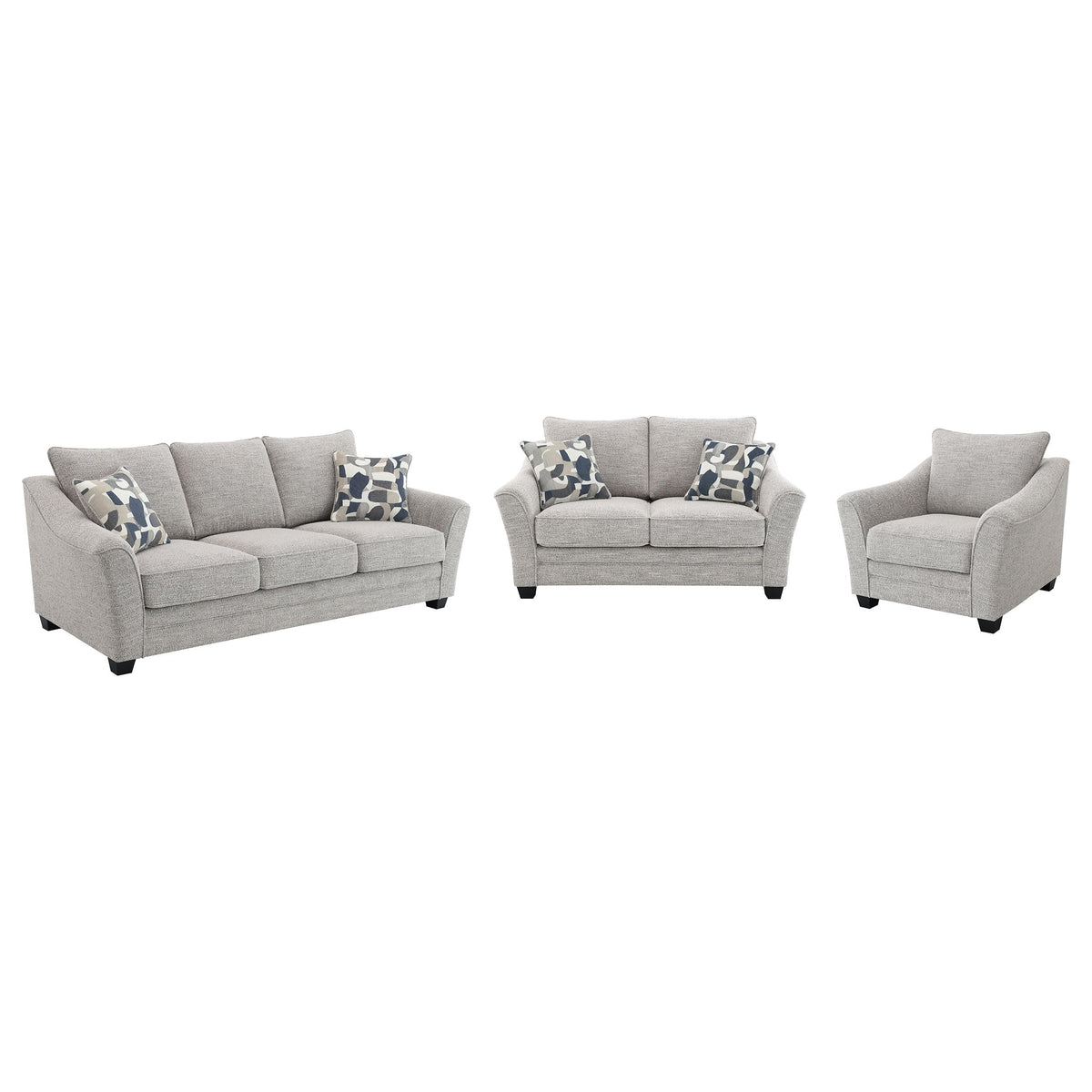 Coaster Home Furnishings Tomkins 3-Piece Boucle Upholstered Sofa Set Light Grey