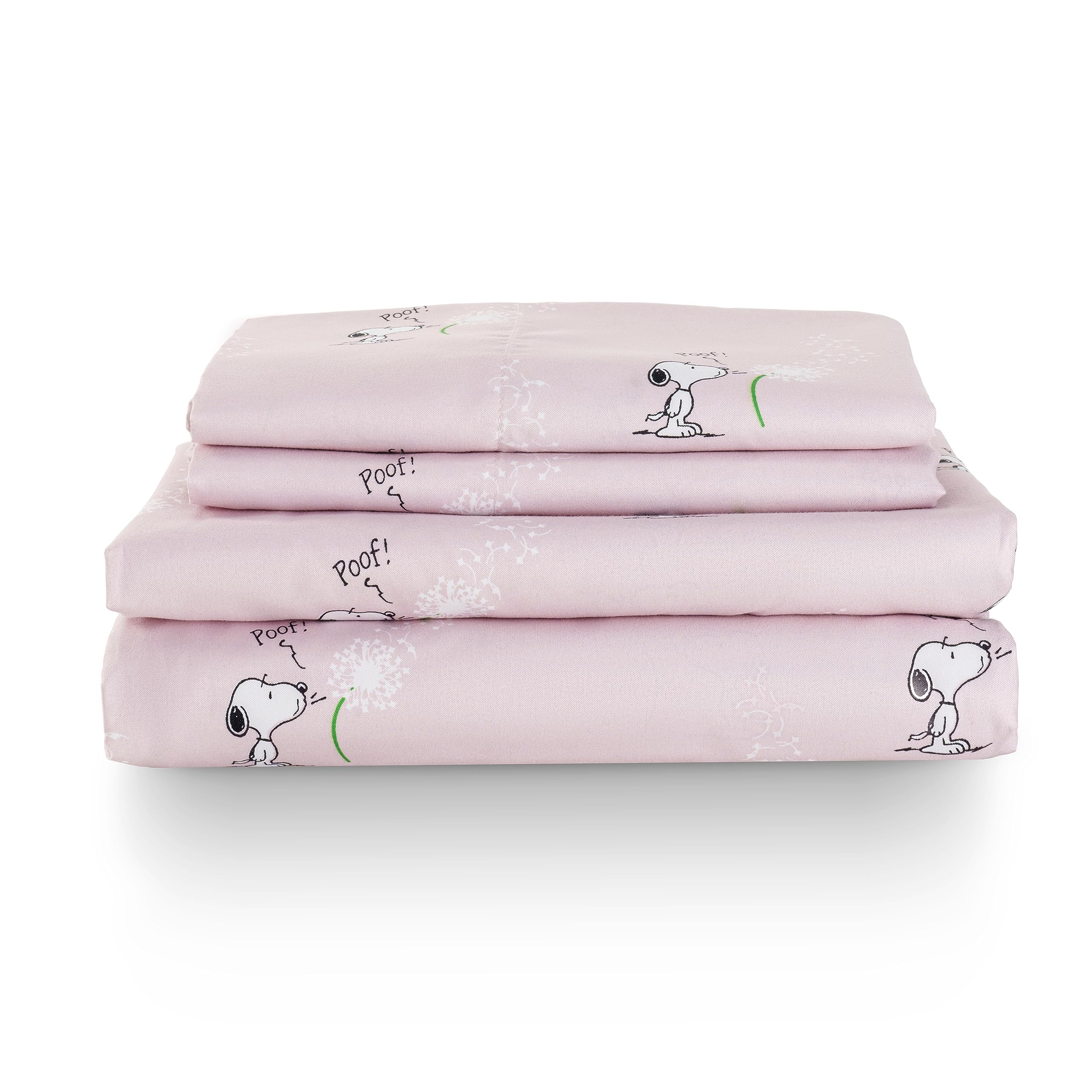 Berkshire Blanket Peanuts Kids Sheet Set, Full Size - 4 Pieces, Peanuts Snoopy Make A Wish Sheet Scale Spring Pink, Cute Charact