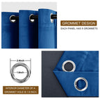 Dwcn Blue Velvet Curtains 108 Inches Long - Blackout Privacy Protect Window Drapes Thick Grommet Tieable Light Blocking Curtains